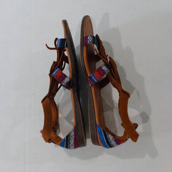 MINNIE TONKA Women's BOHO Brown Leather‎ Sandals Flats Aztec Fringe Size 6 - Picture 7 of 9